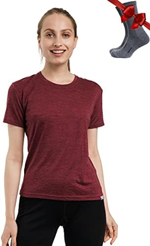 Merino.tech Damen T-Shirt aus 100% Merinowolle – Ideal für Sport und Wandern + OEKO-TEX Socken