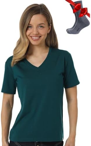 Merino.tech Damen T-Shirt aus 100% Merinowolle – Ideal für Sport und Wandern + OEKO-TEX Socken