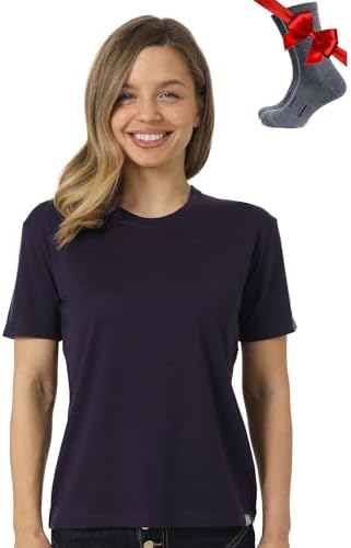 Merino.tech Damen T-Shirt aus 100% Merinowolle – Ideal für Sport und Wandern + OEKO-TEX Socken