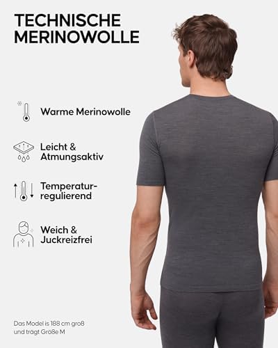 DANISH ENDURANCE Merino Shirt Herren – Atmungsaktive, warme Thermounterwäsche für aktive Freizeit!