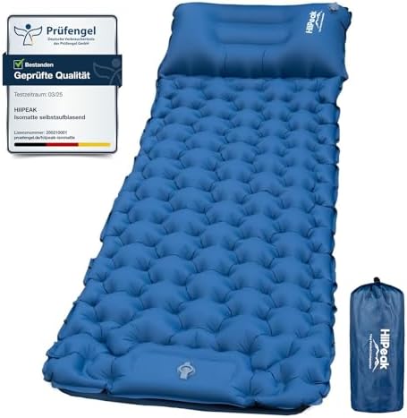 HiiPeak Isomatte hoch - Aufblasbare Campingluftmatratze mit Kopfkissen für Outdoor-Abenteuer, platzsparend und einfach m