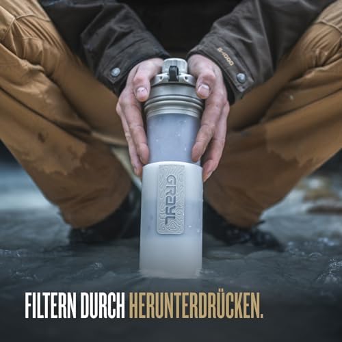 GRAYL GeoPress 710ml Wasserfilter für Outdoor-Abenteuer | 99,99% Bakterien- und Viruselimination | Ideal zum Camping und