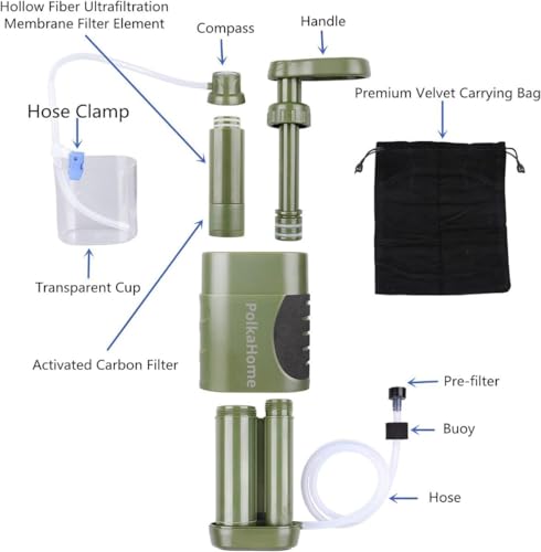 Wasserfilter Survival – Tragbarer Outdoor Wasserfilter mit Ersatzfilter für Camping & Wandern