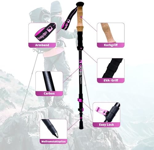 Zugspitze Teleskop Wanderstöcke – Ultraleichte Trekkingstöcke für Familie | Verstellbar 65–135 cm, Korkgriff & Zubehör