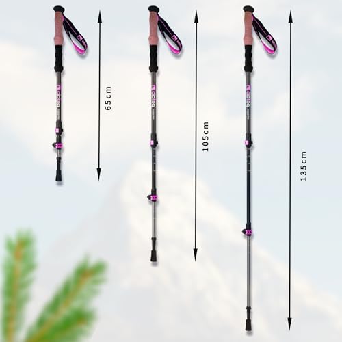Zugspitze Teleskop Wanderstöcke – Ultraleichte Trekkingstöcke für Familie | Verstellbar 65–135 cm, Korkgriff & Zubehör