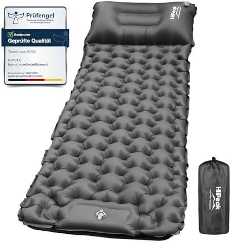 HiiPeak Isomatte hoch - Aufblasbare Campingluftmatratze mit Kopfkissen für Outdoor-Abenteuer, platzsparend und einfach m