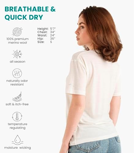 Merino.tech Damen T-Shirt aus 100% Merinowolle – Ideal für Sport und Wandern + OEKO-TEX Socken