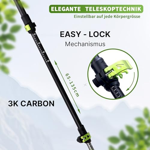 Zugspitze Teleskop Wanderstöcke – Ultraleichte Trekkingstöcke für Familie | Verstellbar 65–135 cm, Korkgriff & Zubehör