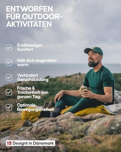 DANISH ENDURANCE Merino Shirt Herren – Atmungsaktive, warme Thermounterwäsche für aktive Freizeit!
