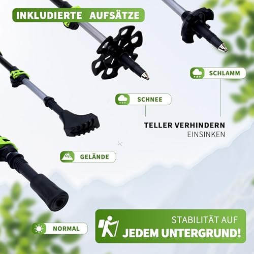 Zugspitze Teleskop Wanderstöcke – Ultraleichte Trekkingstöcke für Familie | Verstellbar 65–135 cm, Korkgriff & Zubehör
