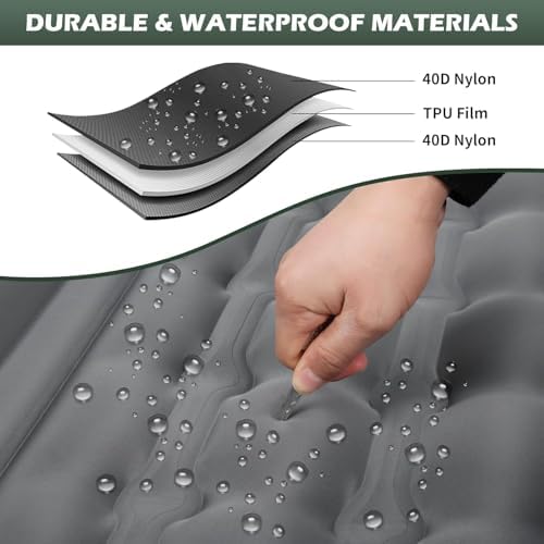 HiiPeak Isomatte hoch - Aufblasbare Campingluftmatratze mit Kopfkissen für Outdoor-Abenteuer, platzsparend und einfach m