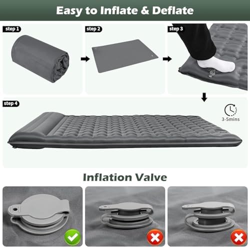 HiiPeak Isomatte hoch - Aufblasbare Campingluftmatratze mit Kopfkissen für Outdoor-Abenteuer, platzsparend und einfach m