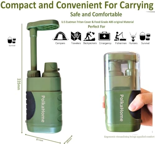 Wasserfilter Survival – Tragbarer Outdoor Wasserfilter mit Ersatzfilter für Camping & Wandern