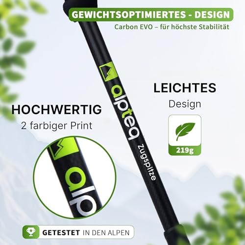 Zugspitze Teleskop Wanderstöcke – Ultraleichte Trekkingstöcke für Familie | Verstellbar 65–135 cm, Korkgriff & Zubehör