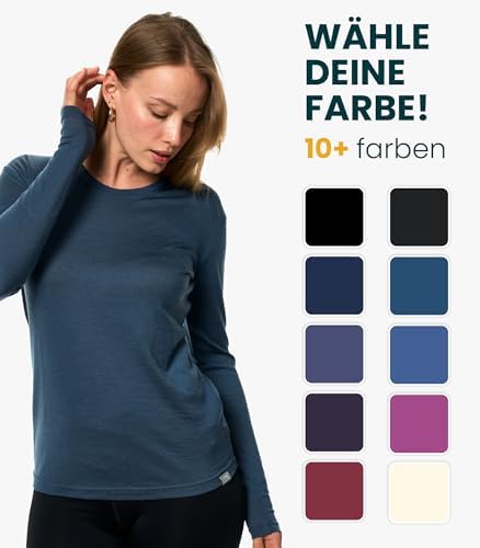 Merino.tech 100% Merino Langarmshirt Damen – Vielseitig für Alltag, Sport & Outdoor, OEKO-TEX STANDARD 100