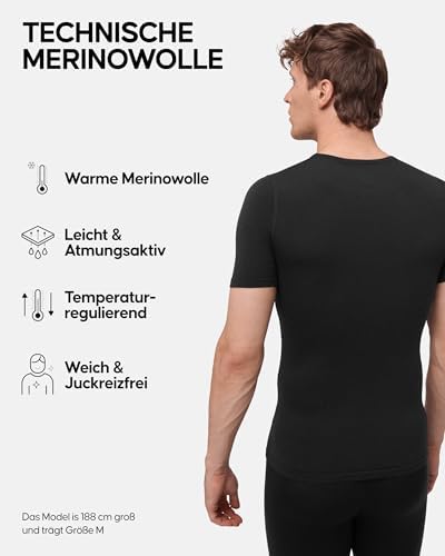 DANISH ENDURANCE Merino Shirt Herren – Atmungsaktive, warme Thermounterwäsche für aktive Freizeit!