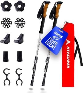 ATACAMA Nordic Walking Stöcke für Damen und Herren - Faltbare & Teleskop-Stöcke aus Carbon für leichte Wanderungen mit h