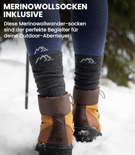 Merino.tech Damen T-Shirt aus 100% Merinowolle – Ideal für Sport und Wandern + OEKO-TEX Socken