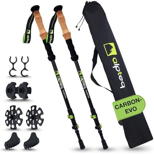 Zugspitze Teleskop Wanderstöcke – Ultraleichte Trekkingstöcke für Familie | Verstellbar 65–135 cm, Korkgriff & Zubehör
