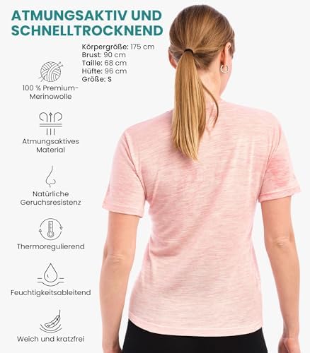 Merino.tech Damen T-Shirt aus 100% Merinowolle – Ideal für Sport und Wandern + OEKO-TEX Socken