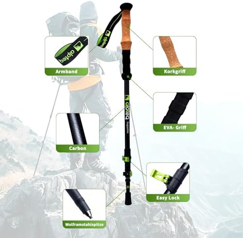 Zugspitze Teleskop Wanderstöcke – Ultraleichte Trekkingstöcke für Familie | Verstellbar 65–135 cm, Korkgriff & Zubehör