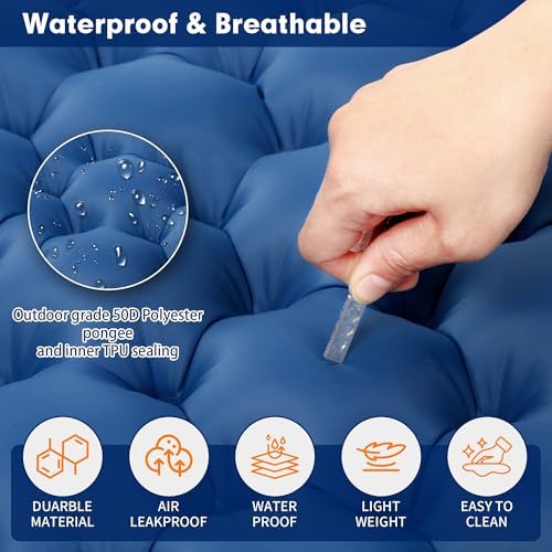 HiiPeak Isomatte hoch - Aufblasbare Campingluftmatratze mit Kopfkissen für Outdoor-Abenteuer, platzsparend und einfach m