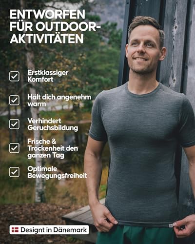 DANISH ENDURANCE Merino Shirt Herren – Atmungsaktive, warme Thermounterwäsche für aktive Freizeit!