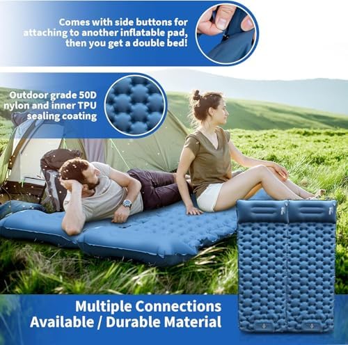 HiiPeak Isomatte hoch - Aufblasbare Campingluftmatratze mit Kopfkissen für Outdoor-Abenteuer, platzsparend und einfach m