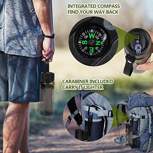 Wasserfilterflasche von – Outdoor Wasserfilter für Camping und Wandern, entfernt 99,99% Bakterien, 1500L Filterleistung