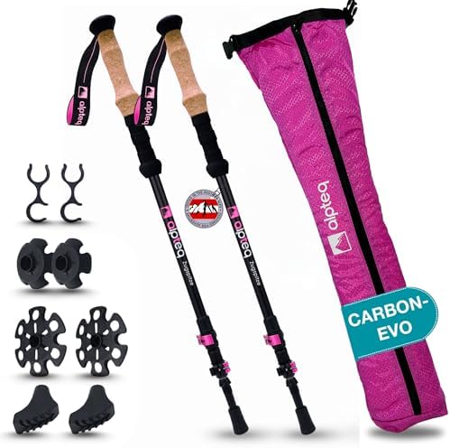 Zugspitze Teleskop Wanderstöcke – Ultraleichte Trekkingstöcke für Familie | Verstellbar 65–135 cm, Korkgriff & Zubehör