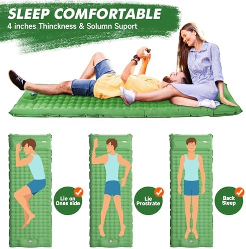 HiiPeak Isomatte hoch - Aufblasbare Campingluftmatratze mit Kopfkissen für Outdoor-Abenteuer, platzsparend und einfach m