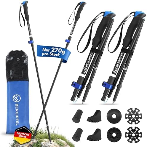 Teleskop-Wanderstöcke Ultraleicht 270g faltbar 37cm verstellbar 115–130cm für Abenteuer in der Natur