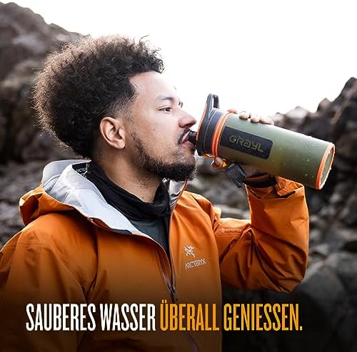 GRAYL GeoPress 710ml Wasserfilter für Outdoor-Abenteuer | 99,99% Bakterien- und Viruselimination | Ideal zum Camping und