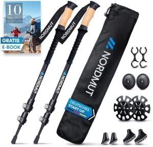 NORDMUT® Teleskop Wanderstöcke | Ultraleichte Nordic Walking Stöcke für Damen & Herren | Verstellbar mit Korkgriff für I
