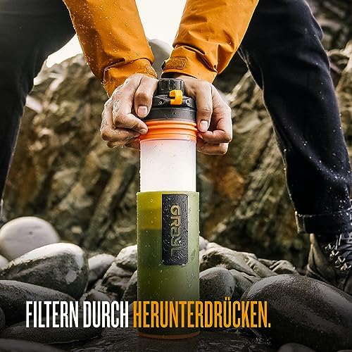 GRAYL GeoPress 710ml Wasserfilter für Outdoor-Abenteuer | 99,99% Bakterien- und Viruselimination | Ideal zum Camping und