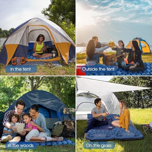 HiiPeak Isomatte hoch - Aufblasbare Campingluftmatratze mit Kopfkissen für Outdoor-Abenteuer, platzsparend und einfach m