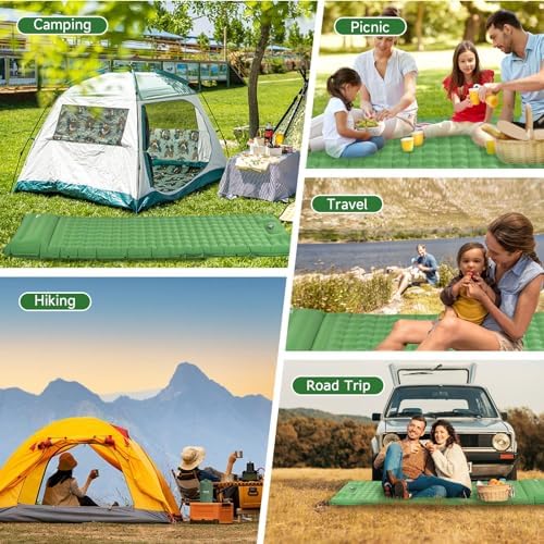 HiiPeak Isomatte hoch - Aufblasbare Campingluftmatratze mit Kopfkissen für Outdoor-Abenteuer, platzsparend und einfach m