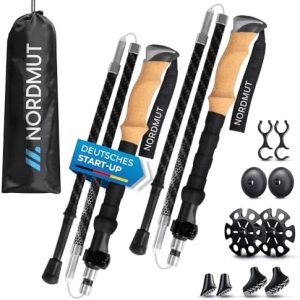 NORDMUT® Faltbare Wanderstöcke aus Aluminium/Carbon - Ergonomisch, Stabil & Kompakt für jedes Abenteuer