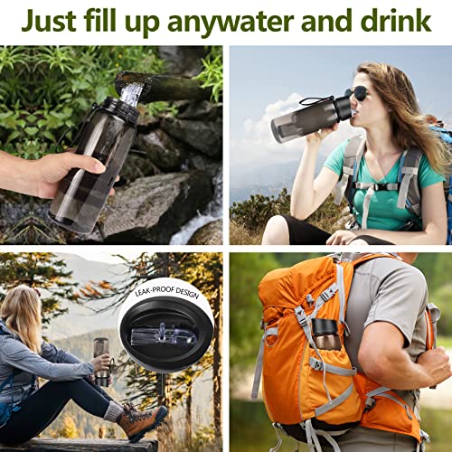 Wasserfilterflasche von – Outdoor Wasserfilter für Camping und Wandern, entfernt 99,99% Bakterien, 1500L Filterleistung