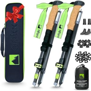 Faltbare Wanderstöcke aus Carbon oder Aluminium mit Korkgriff | Leichte Trekkingstöcke für Damen & Herren, perfekt fürs