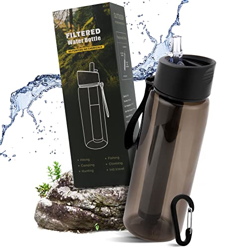 Wasserfilterflasche von – Outdoor Wasserfilter für Camping und Wandern, entfernt 99,99% Bakterien, 1500L Filterleistung