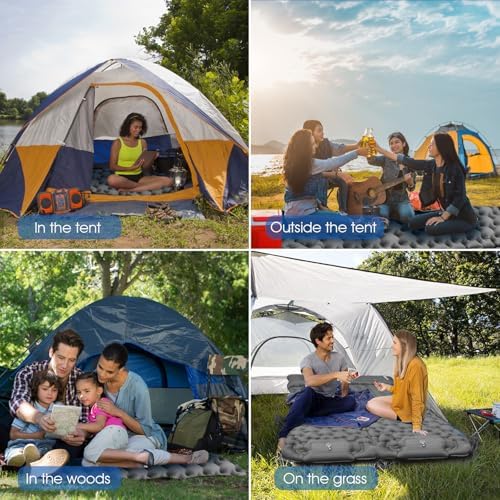 HiiPeak Isomatte hoch - Aufblasbare Campingluftmatratze mit Kopfkissen für Outdoor-Abenteuer, platzsparend und einfach m