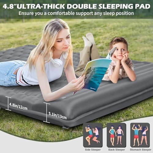 HiiPeak Isomatte hoch - Aufblasbare Campingluftmatratze mit Kopfkissen für Outdoor-Abenteuer, platzsparend und einfach m