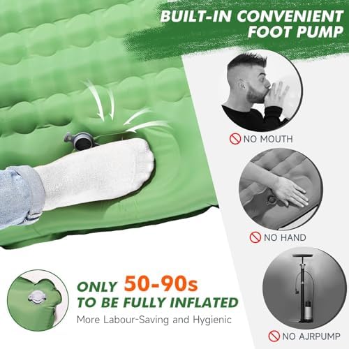 HiiPeak Isomatte hoch - Aufblasbare Campingluftmatratze mit Kopfkissen für Outdoor-Abenteuer, platzsparend und einfach m