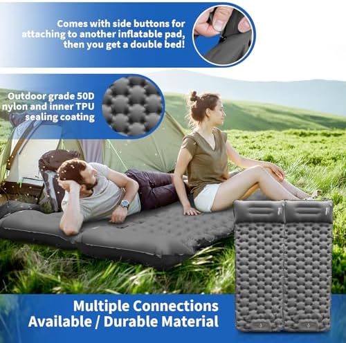 HiiPeak Isomatte hoch - Aufblasbare Campingluftmatratze mit Kopfkissen für Outdoor-Abenteuer, platzsparend und einfach m