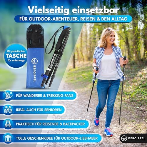 Teleskop-Wanderstöcke Ultraleicht 270g faltbar 37cm verstellbar 115–130cm für Abenteuer in der Natur