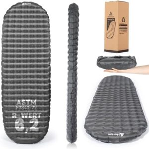 HIKENTURE Camping Isomatte 6,2 R-Wert - Ultraleicht & 8 cm Dicke für 4 Jahreszeiten, Perfekt zum Wandern und Outdoor-Ein
