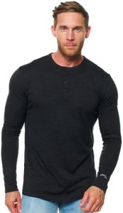 Merino.tech Herren Langarmshirt - 100% Merino mit Knopfleiste, OEKO-TEX, ideal für Freizeit und Sport