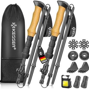 KESSER® Wanderstöcke aus Aluminium oder Carbon mit Korkgriff | Faltbare Nordic Walking Stöcke für Trekking & Bergsport,