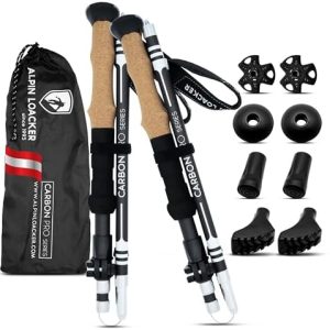 ALPIN LOACKER Faltbare Wanderstöcke Carbon & Aluminium mit Korkgriff für Nordic Walking & Trekking